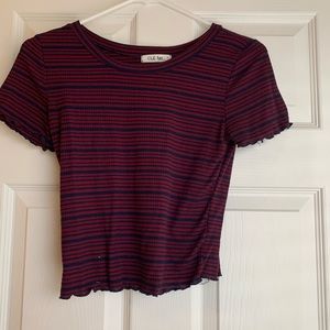 Burgundy striped crop top